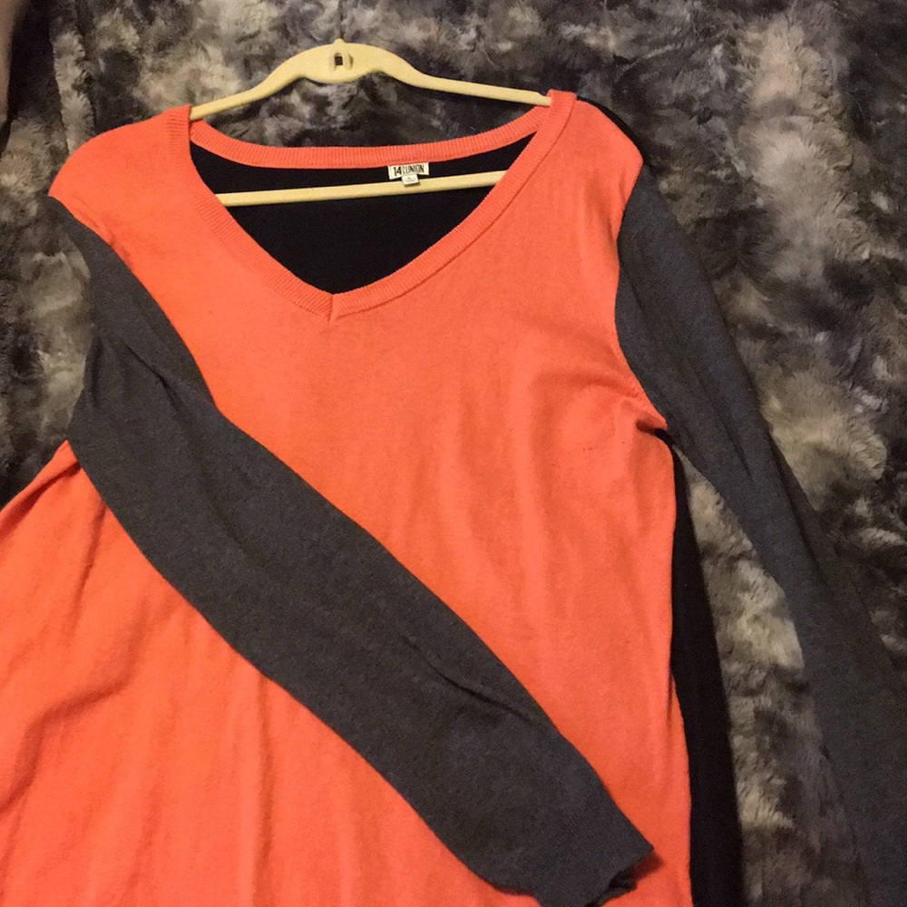 Color block long sweater